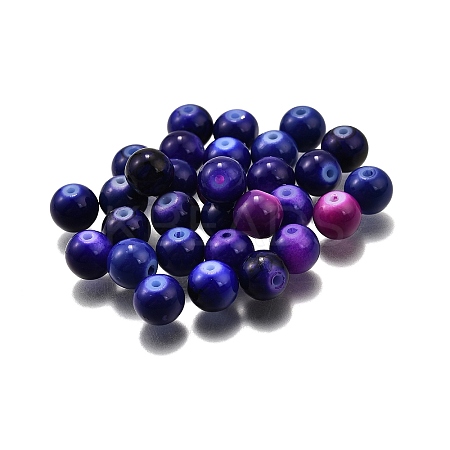 (Defective Closeout Sale: Uneven Painted)Baking Paint Glass Round Beads DGLA-XCP0001-24-1