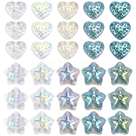 120Pcs 10 Styles Electroplate Transparent Glass Beads Sets EGLA-SP0001-25-1