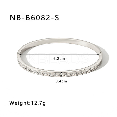 304 Stainless Steel Pave Cubic Zirconia Bangles FS-WG09E60-22-1