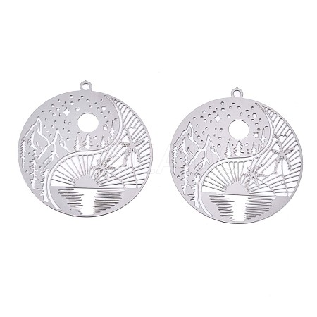 Non-Tarnish 201 Stainless Steel Filigree Pendants STAS-S118-025P-1