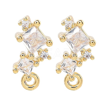 Brass Clear Cubic Zirconia Stud Earring Findings LS-KK-A238-01F-G-1