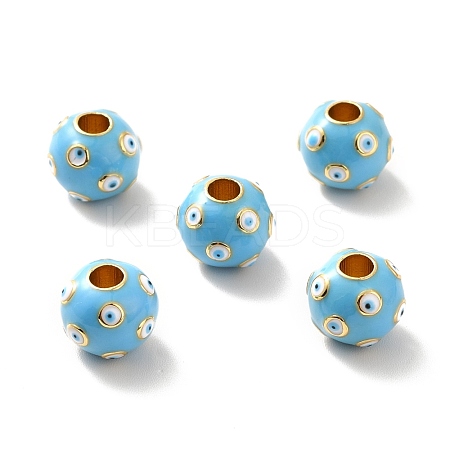Rack Plating Brass Enamel Beads KK-M230-28G-1