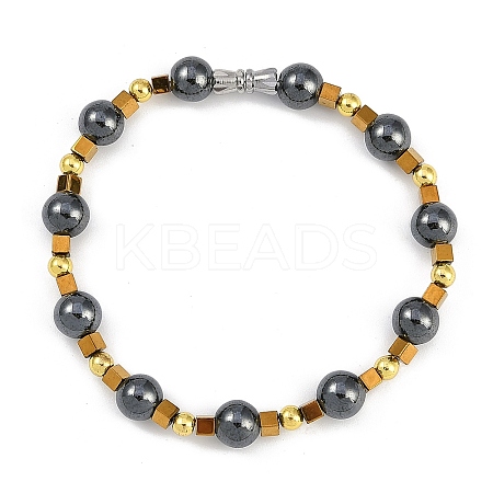 Synthetic Non-magnetic Hematite Beaded Stretch Bracelets for Women Men BJEW-F480-02A-1
