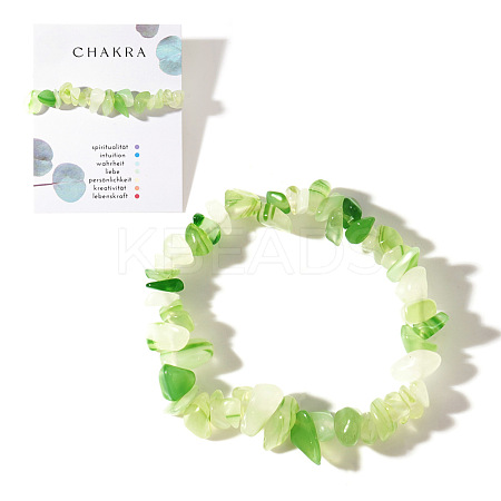 Natural Green Quartz Chips Bead Stretch Bracelets for Women Men CI5318-4-1