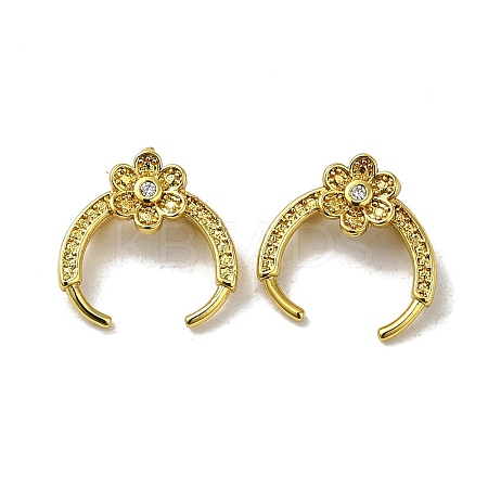 Flower Rack Plating Brass Micro Pave Cubic Zirconia Pinch Bails KK-P246-02G-1