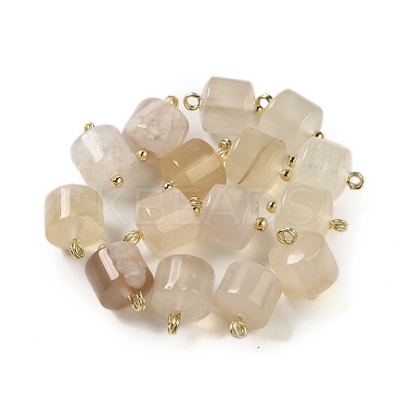 Natural Cherry Blossom Agate Column Charms with Rack Plating Brass Loops G-G110-04A-01-1