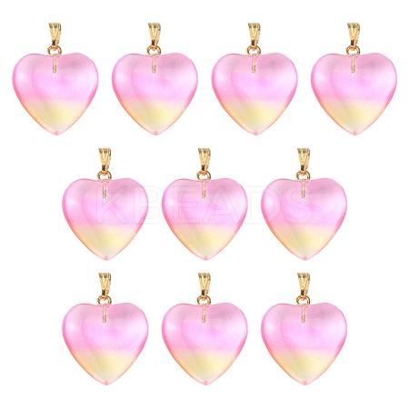 Two Tone Transparent Glass Pendants GLAA-YW0003-02D-1