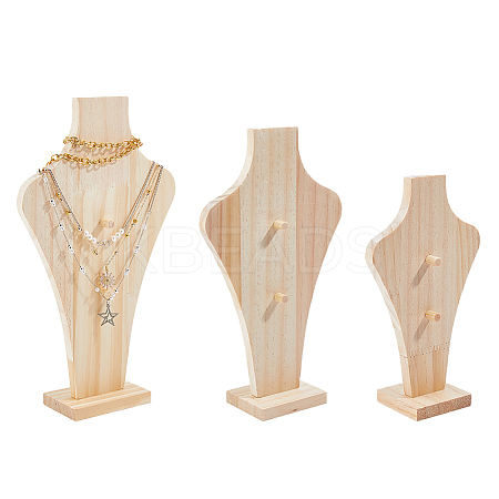 3 Bags 3 Styles Bust Shaped Wood Pendants Jewely Display Stands ODIS-DC0001-10-1