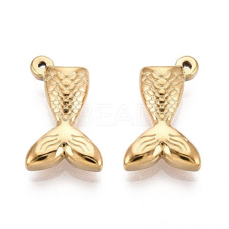 304 Stainless Steel Fishtail Pendants STAS-T069-11G-1
