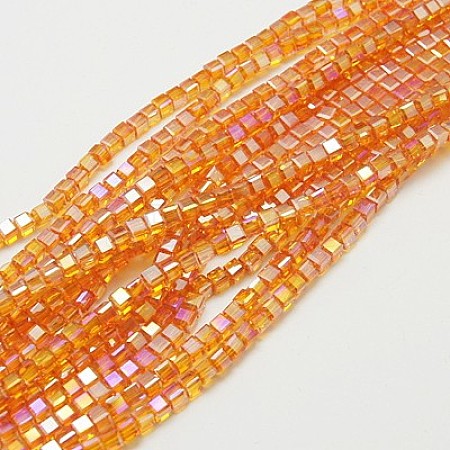 Electroplate Glass Beads Strands EGLA-D018-6x6mm-52-1