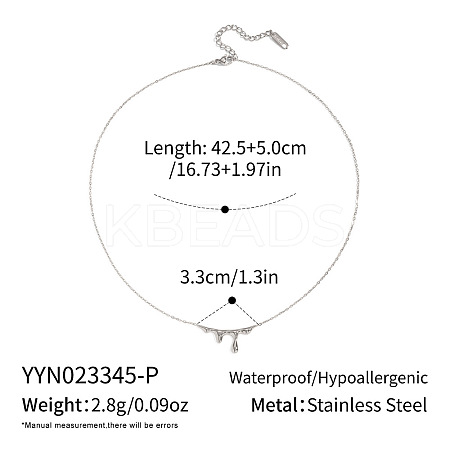 Minimalist 304 Stainless Steel Lava Shape Pendant Necklaces for Women EJ9264-2-1