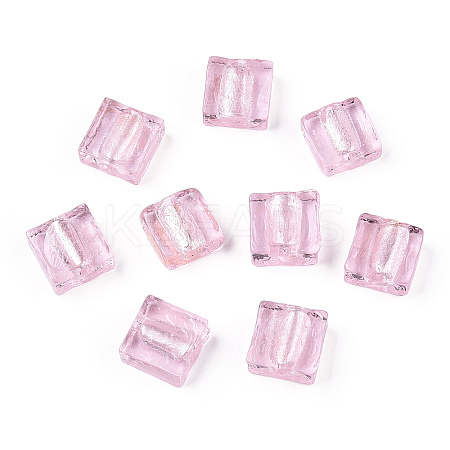 Handmade Silver Foil Lampwork Beads FOIL-S006-12x12mm-02-1