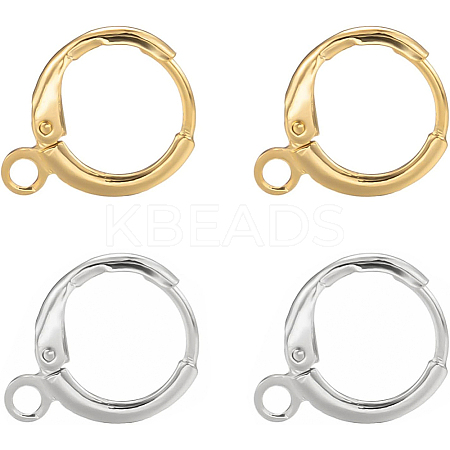 BENECREAT 32Pcs 2 Color Brass Huggie Hoop Earring Findings KK-BC0007-88-1