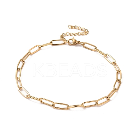 PVD Vacuum Plating 304 Stainless Steel Paperclip Chain Bracelet for Men Women BJEW-E031-02G-02-1