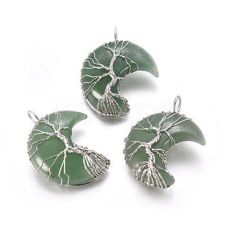 Natural Green Aventurine Tree of Life Wire Wrapped Pendants G-L520-E04-P-1