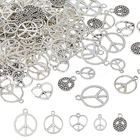 150Pcs 5 Styles Tibetan Style Alloy Pendants FIND-FH0009-69-1