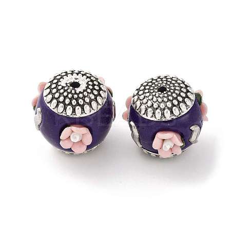 Handmade Resin Indonesia Round Beads IPDL-P005-13AS-01-1