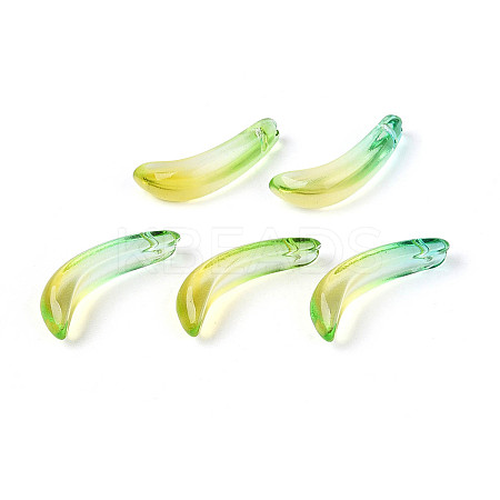 Transparent Glass Banana Pendants GLAA-T030-02-01-1