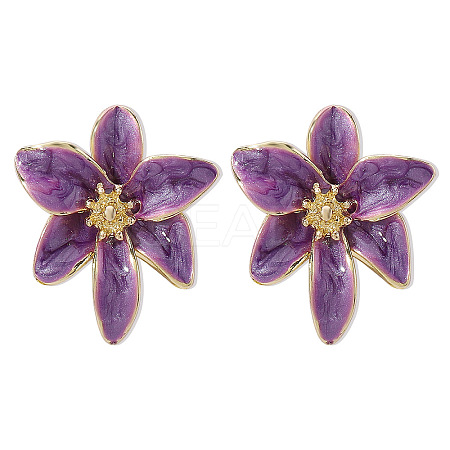 Flower Alloy Enamel Stud Earrings FS-WG2BD2D-01-1