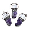 Electroplated Raw Natural Amethyst and Quartz Crystal Big Pendants G-K404-02R-1