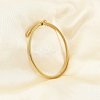 PVD Vacuum Plating 304 Stainless Steel Open Cuff Bangle with Oval Beaded BJEW-C031-01G-5