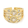 Round Clear Cubic Zirconia Open Cuff Ring RJEW-L121-038G-2
