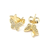Brass Micro Pave Clear Cubic Zirconia Stud Earrings EJEW-D305-20G-03-2