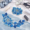 2Pcs 2 Style Peony Polyester Embroidery Sew on Clothing Patches PATC-NB0001-11B-4