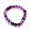 Natural Striped Agate/Banded Agate Beaded Stretch Bracelets BJEW-Q692-03C-1