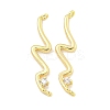 Brass Pave Clear Cubic Zirconia Wave Shaped Connector Charms KK-S386-28G-1
