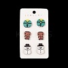 Christmas Theme Wood Stud Earrings EJEW-U016-06P-01-1