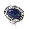 Oval Natural Lapis Lazuli Finger Rings RJEW-M063-01P-14-4