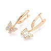 Brass Micro Pave Clear Cubic Zirconia Butterfly Hoop Earrings EJEW-T048-28G-2