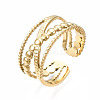 304 Stainless Steel Criss Cross Open Cuff Ring RJEW-T023-23G-3