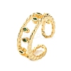 Rack Plating Brass Micro Pave Cubic Zirconia Open Cuff Rings for Women RJEW-U026-01G-01-2