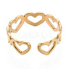 Ion Plating(IP) 304 Stainless Steel Open Heart Wrap Cuff Ring for Women RJEW-S405-194G-3