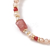 Natural Strawberry Quartz & Agate & Natural Pearl Beaded Bracelets BJEW-C068-08G-3