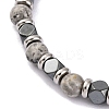Natural Map Stone & Synthetic Hematite Round Beaded Bracelet BJEW-P339-02P-02-2
