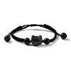 Cat Head Resin Brainded Bead Bracelets BJEW-L701-02B-4