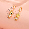 Cute Bear Brass Clear Cubic Zirconia Hoop Earrings LS-GQ2099-4