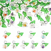 40Pcs 8 Colors Natural Mixed Gemstone & ABS Plastic Imitation Pearl & Acrylic Leaf Pendants PALLOY-YW00095-1