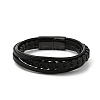 Ion Plating(IP) Braided Microfiber Leather Multi-strand Bracelets for Men BJEW-Z081-17EB-3