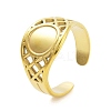Real 18K Gold Plated 304 Stainless Steel Open Cuff Rings for Women LS-RJEW-B061-01G-03-1