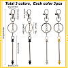 9Pcs 3 Colors Alloy Bullet Bar Beadable Keychain for Jewelry Making DIY Crafts KEYC-SC0001-10-2