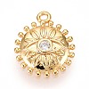 Brass Micro Pave Clear Cubic Zirconia Pendants KK-T075-21G-1