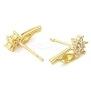 Flower Real 18K Gold Plated Brass Stud Earrings EJEW-L270-08G-3