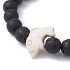 Synthetic Turquoise Dolphin & Lava Rock Beaded Stretch Bracelet BJEW-JB09838-01-2