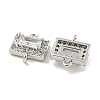 Brass Pave Clear Cubic Zirconia Connector Charms KK-P275-44P-2