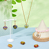 7Pcs 7 Styles Chakra Natural Tiger Eye & Sodalite & Red Jasper & Quartz Crystal & Green Aventurine & Amethyst & Red Aventurine Copper Wire Wrapped Heart Pendants with Golden Tone Metal Slices PALLOY-FH00093-5