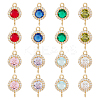 16Pcs 8 Colors Brass Pave Cubic Zirconia Connector Charms KK-HS0015-58-1